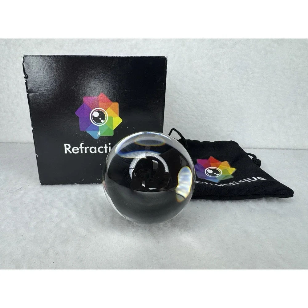 Refractique Crystal Ball Lens Photography Sphere w Box‎ Pouch